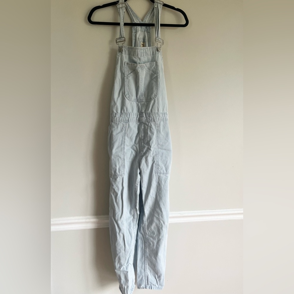 Gap 1969 Blue&White Cotton Railroad Overalls Women’s Size Medium